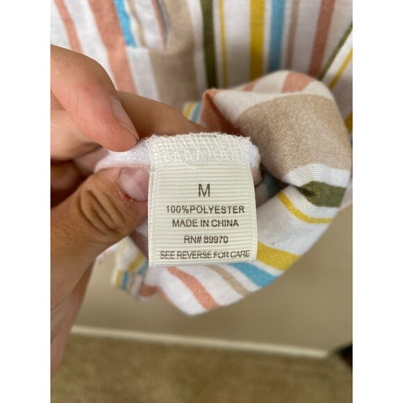 Eden & Olivia Womens Sleeveless Stripe Button-Back Blouse M Multicolor Polyester - Picture 6 of 7